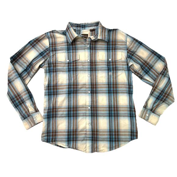 Roper Western Long Sleeve Pearl Snap Button Down Shirt SZ Youth XL (16-18) Brown - Picture 1 of 8